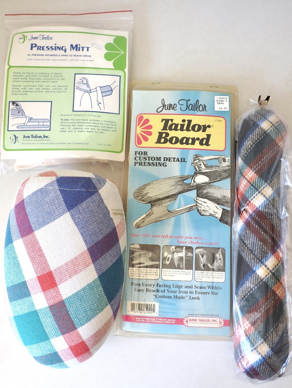 Vintage June Tailor Board Ham Pressing Aids Mitt Sleeve Roll Dressmaker USA Sew